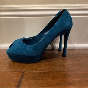 Yves Saint Laurent Palais Suede Pumps - Teal